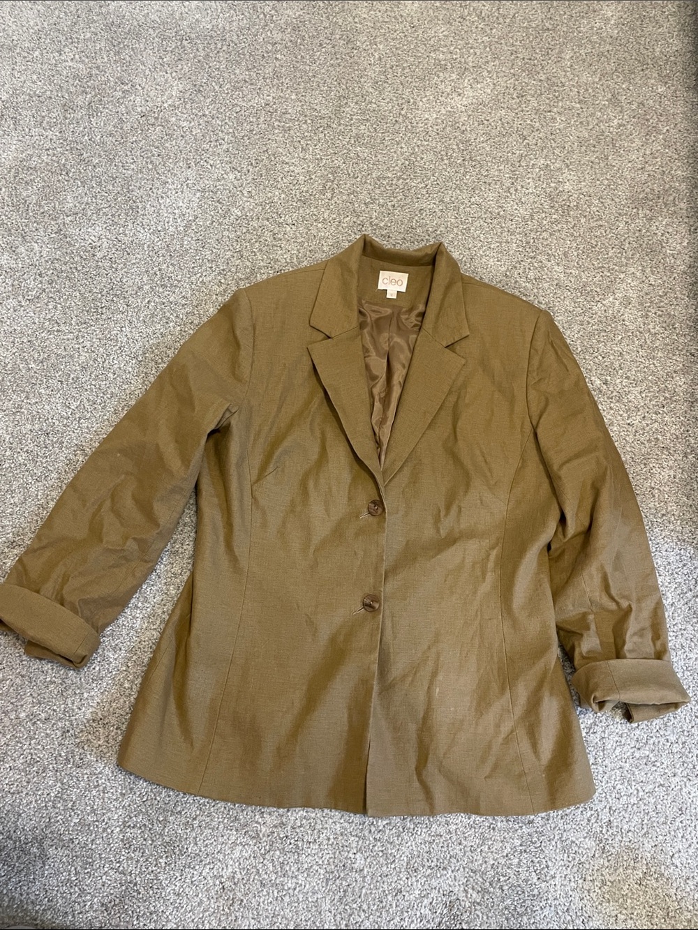 cleo Olive Brown Minimalist Single-Breasted Jacket
